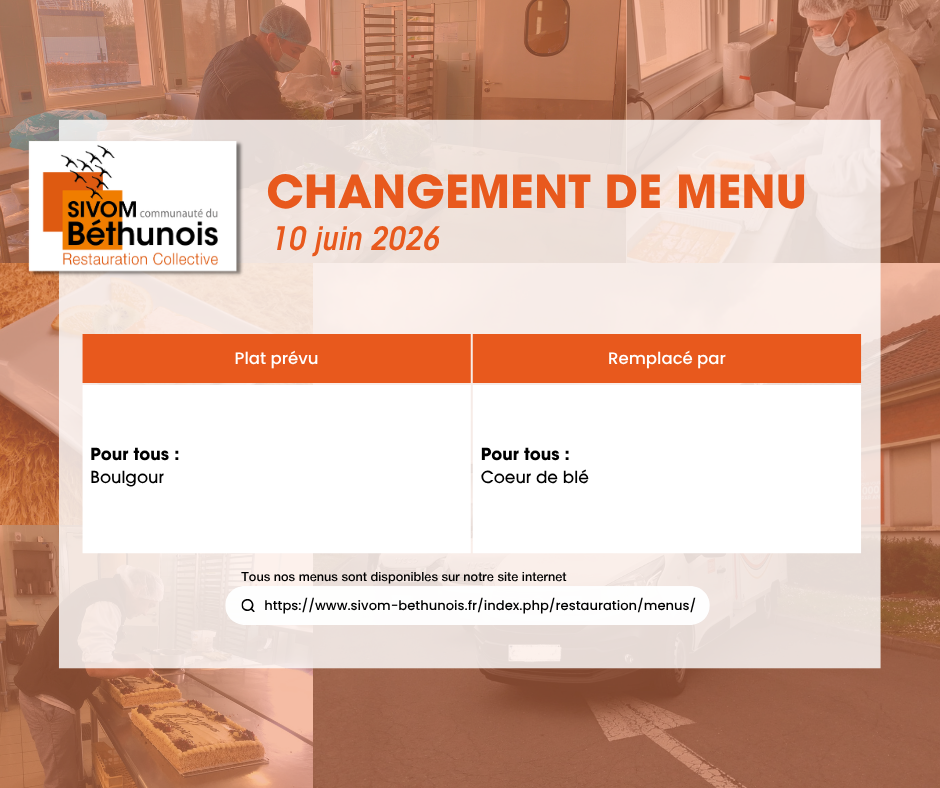 Changement menu 10 juin 2026